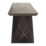 Motion Solid Mango Wood Dining/Accent Bench in Smoke Grey Finish w/ Silver Metal Inlay by Diamond Sofa