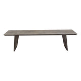Motion Solid Mango Wood Dining/Accent Bench in Smoke Grey Finish w/ Silver Metal Inlay