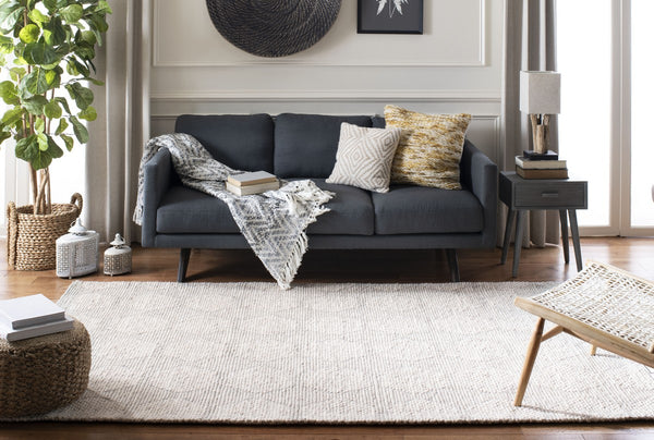 Marbella 523 Contemporary Hand Loomed 80 % Wool 20 % Cotton Rug Beige