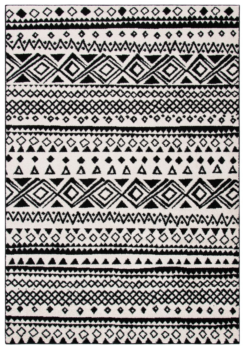 Mercer 400 Mre415 Bohemian Power Loomed Polypropylene Pile Rug Ivory / Charcoal