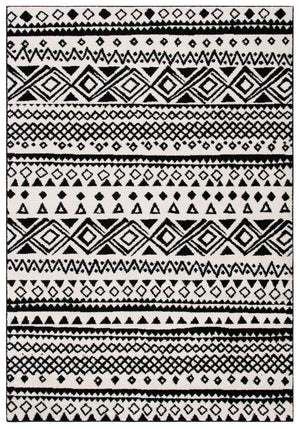 Mercer 400 Mre415 Bohemian Power Loomed Polypropylene Pile Rug Ivory / Charcoal