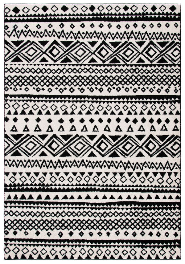 Mercer 400 Mre415 Bohemian Power Loomed Polypropylene Pile Rug Ivory / Charcoal