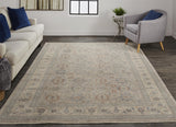 Marquette Rustic Persian Farmhouse Area Rug, Warm Gray/Blue, 9ft-6in x 12ft-7in