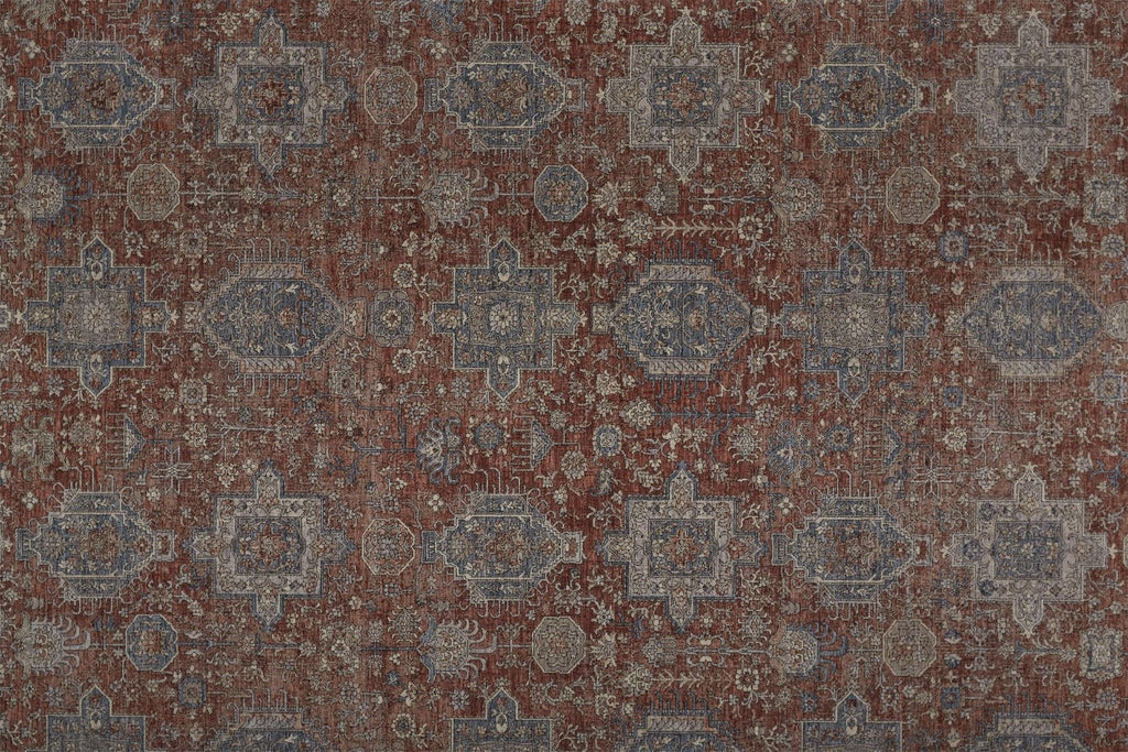 Marquette Rustic Persian Farmhouse Rug, Rust/Aegean Blue, 4ft x 5ft-3in Accent Rug
