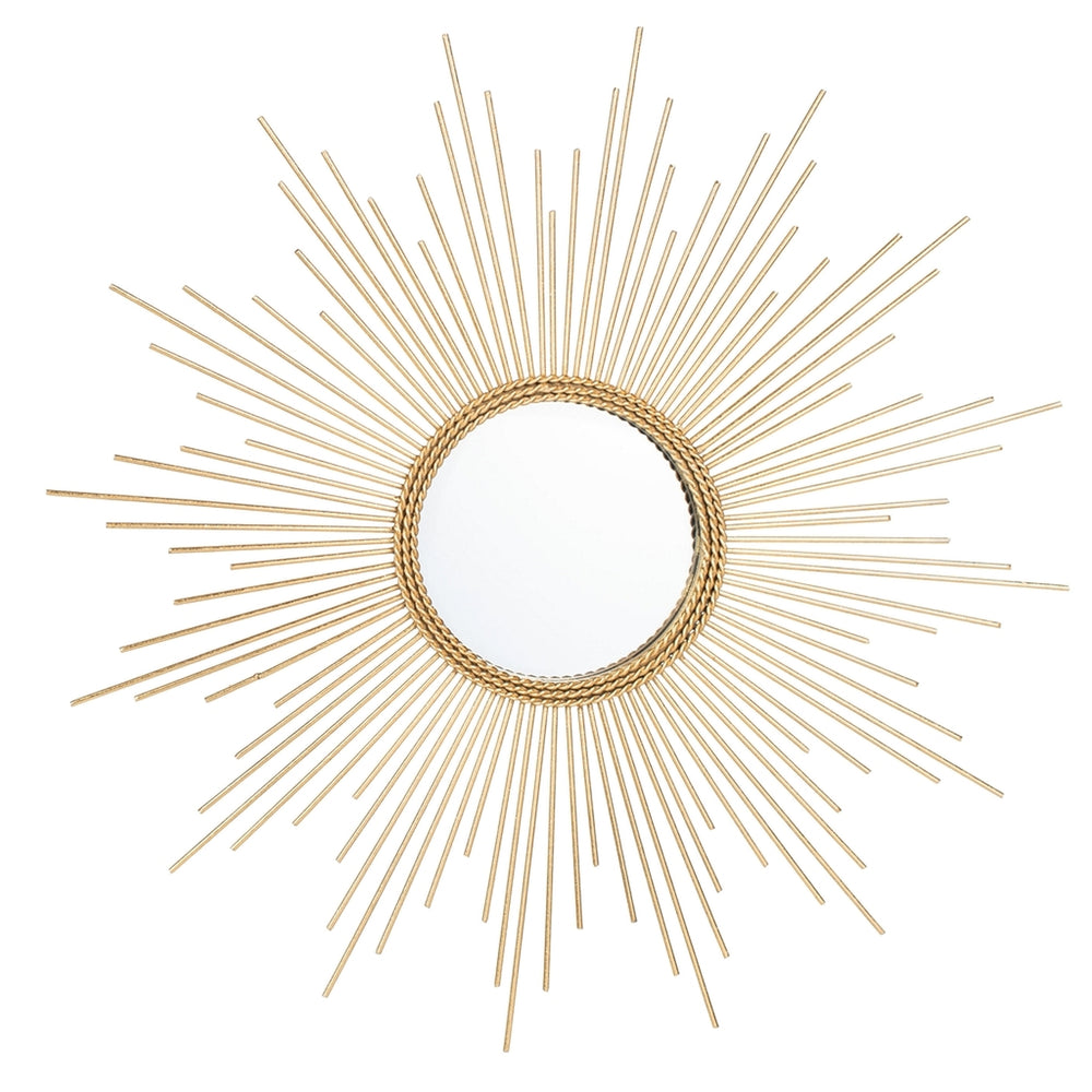 Nahla Sunburst Mirror - Radiant Gold Leaf Frame for Mid-Century Modern Living Room Decor Shine!