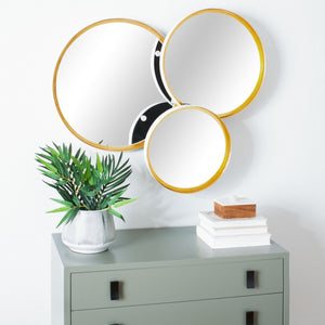 Loni Mirror - Chic Mid-Century Modern Accent with Black and Gold Foil Stripes for Stylish Decor