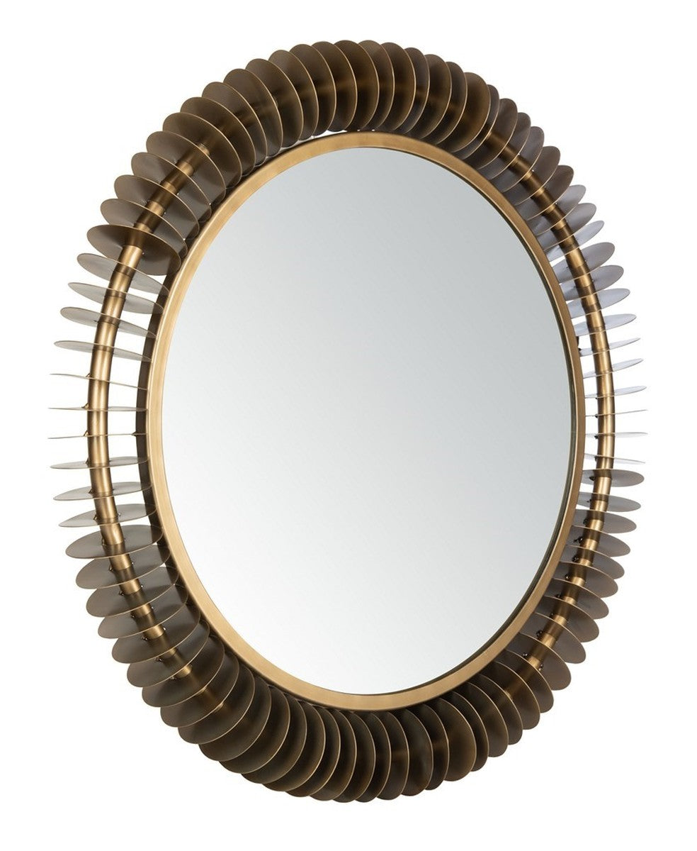 Storm Mirror - Exquisite Antique Brass Accent with Miniature Cymbals for Dramatic Home Décor