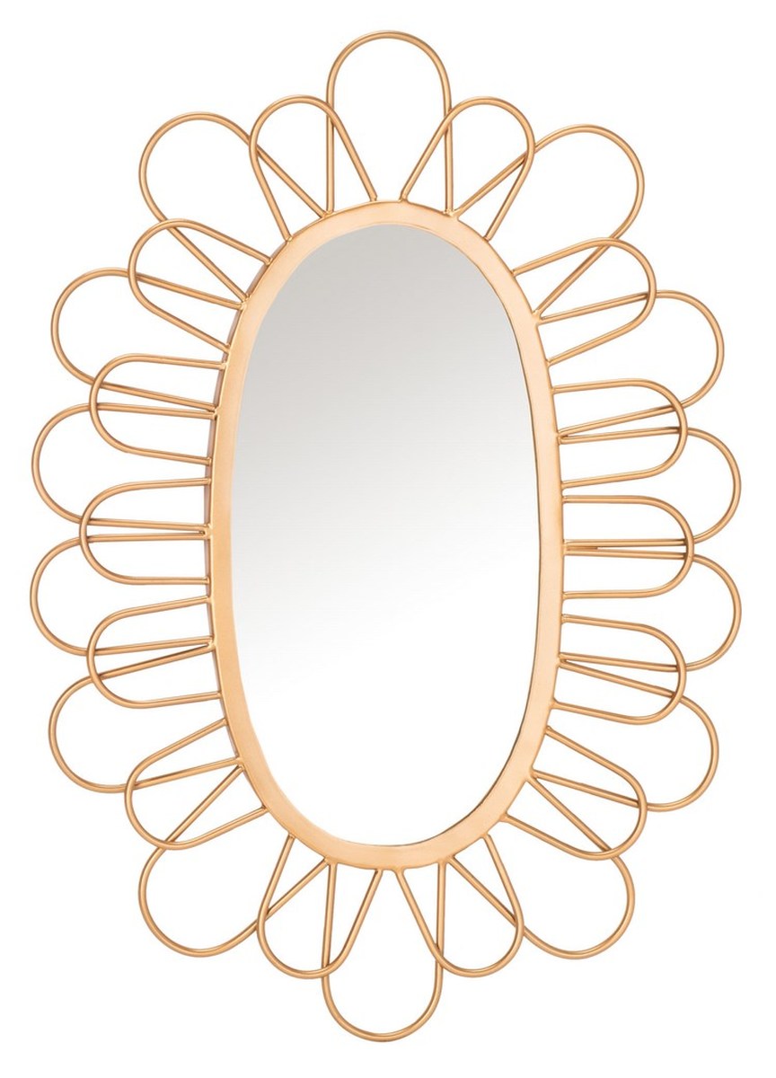Rime Mirror - Elegant Oval Floral Frame with Spiral Texture, Modern Art Style for Living Room Decor