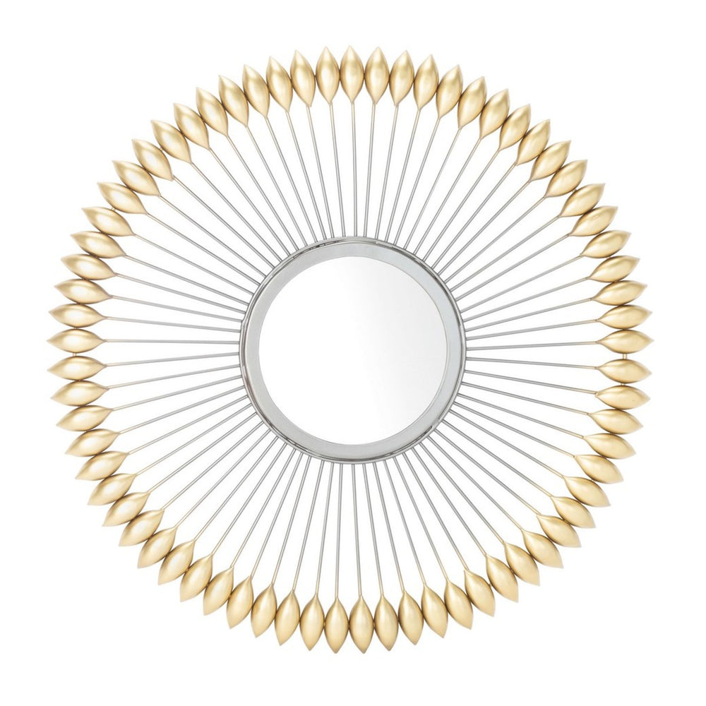 Rulan Mirror - Opulent Rolled-Gold Frame with Artistic Black Spokes, Perfect for Elegant Décor