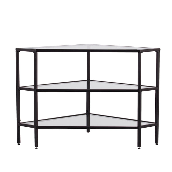Sei Furniture Niles Metal Glass Corner Tv Stand Black Ms2411