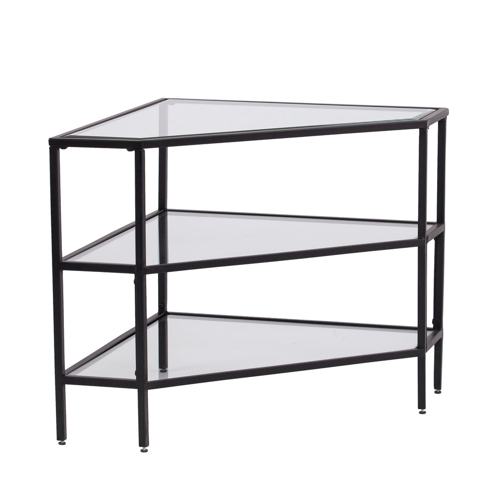Sei Furniture Niles Metal Glass Corner Tv Stand Black Ms2411