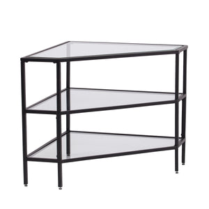Sei Furniture Niles Metal Glass Corner Tv Stand Black Ms2411