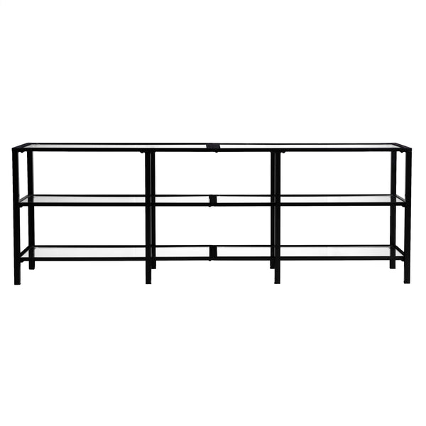 Sei Furniture Tyler Metal Glass Tv Stand Transitional Style Black Ms2451