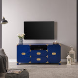 Sei Furniture Campaign Entertainment Center Console Navy Ms3212