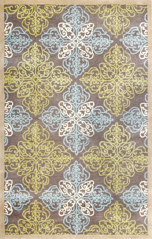 Msj Pirouette Stitches- 23/Inch Hand Tufted Wool & Viscose Rug in Moss 9ft x 12ft