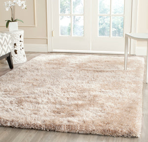 Martha Stewart Shag Hand Tufted 80% Polyester 20% Cotton Rug in Champagne 8ft x 10ft