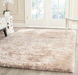 Martha Stewart Shag Hand Tufted 80% Polyester 20% Cotton Rug in Champagne 8ft x 10ft