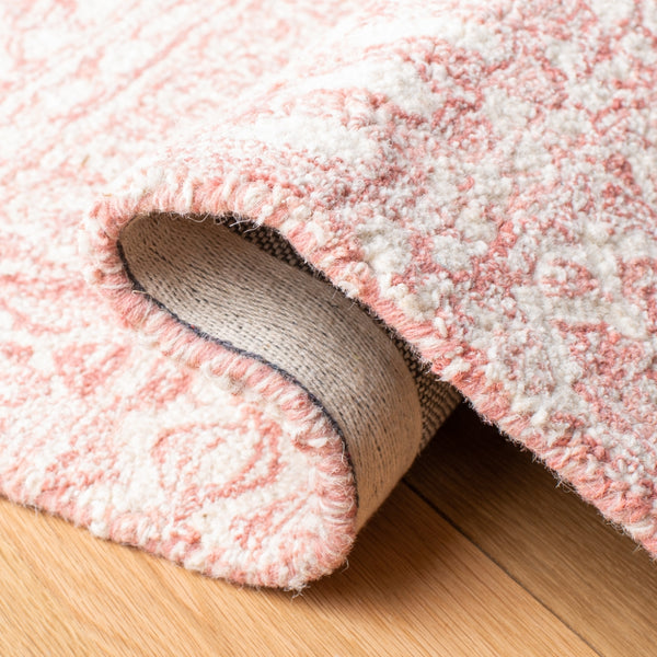 Martha Stewart 3372 Traditional Hand Tufted Wool Rug in Pink, Ivory 5ft x 8ft