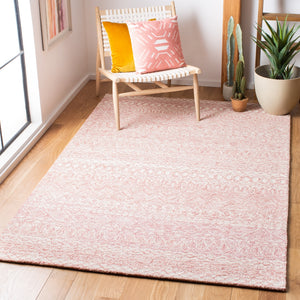 Martha Stewart 3372 Traditional Hand Tufted Wool Rug in Pink, Ivory 5ft x 8ft