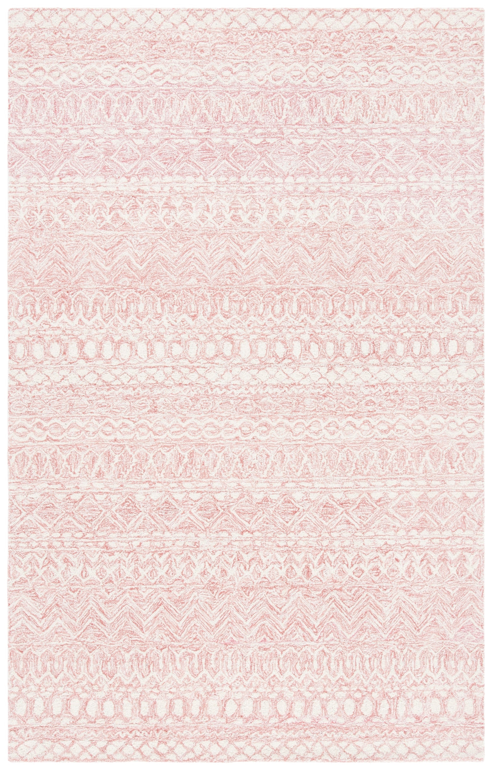 Martha Stewart 3372 Traditional Hand Tufted Wool Rug in Pink, Ivory 5ft x 8ft