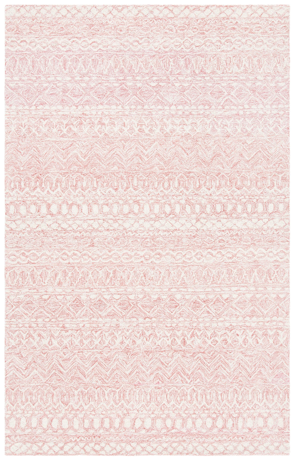 Martha Stewart 3372 Traditional Hand Tufted Wool Rug in Pink, Ivory 5ft x 8ft