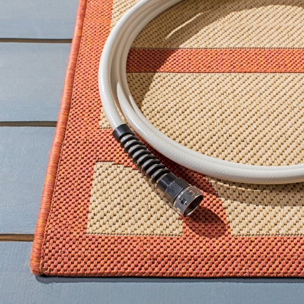 Martha Stewart Fretwork Power Loomed 100%Polypropylene Rug in Beige, Terracotta 8ft x 11ft-2in