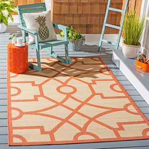 Martha Stewart Fretwork Power Loomed 100%Polypropylene Rug in Beige, Terracotta 8ft x 11ft-2in