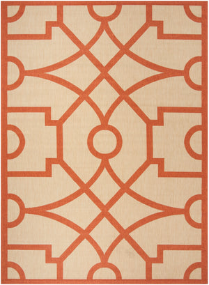 Martha Stewart Fretwork Power Loomed 100%Polypropylene Rug in Beige, Terracotta 8ft x 11ft-2in