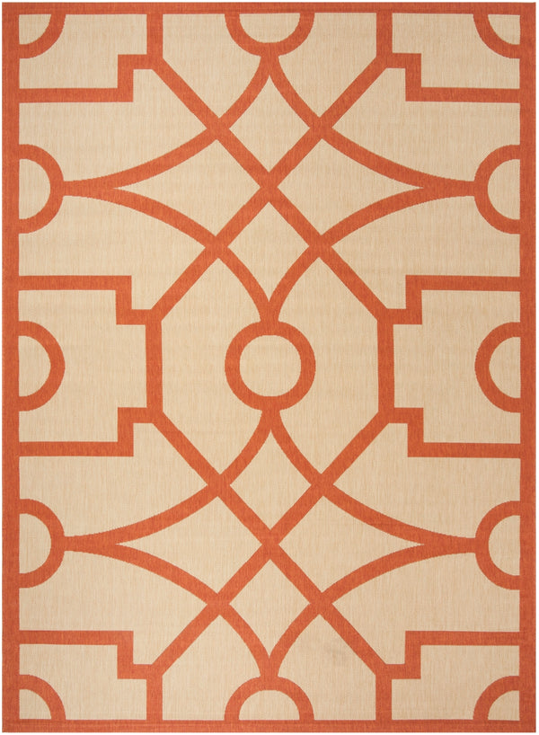 Martha Stewart Fretwork Power Loomed 100%Polypropylene Rug in Beige, Terracotta 8ft x 11ft-2in