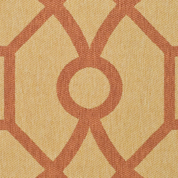 Martha Stewart Fretwork Power Loomed 100%Polypropylene Rug in Beige, Terracotta 8ft x 11ft-2in