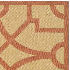 Martha Stewart Fretwork Power Loomed 100%Polypropylene Rug in Beige, Terracotta 8ft x 11ft-2in