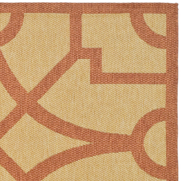 Martha Stewart Fretwork Power Loomed 100%Polypropylene Rug in Beige, Terracotta 8ft x 11ft-2in