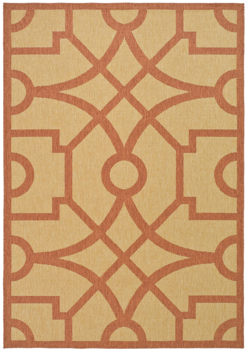 Martha Stewart Fretwork Power Loomed 100%Polypropylene Rug in Beige, Terracotta 8ft x 11ft-2in