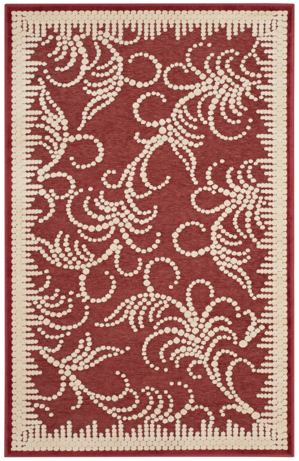 Martha Stewart Fountain Swirl Tufted/Hand Loomed Viscose Pile Rug in Red, Ivory 7ft-11in x 11ft-2in