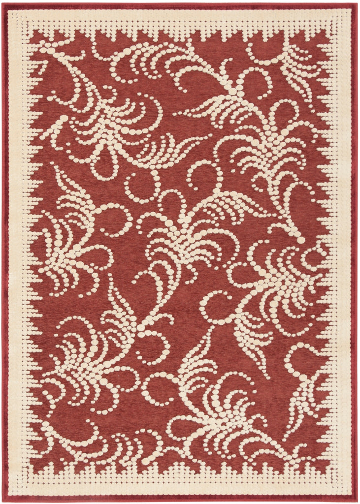 Martha Stewart Fountain Swirl Tufted/Hand Loomed Viscose Pile Rug in Red, Ivory 7ft-11in x 11ft-2in