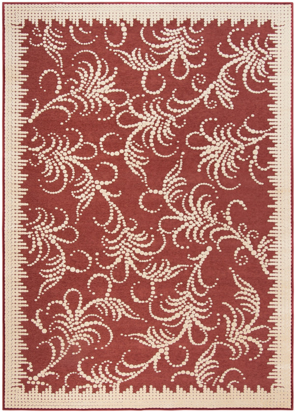 Martha Stewart Fountain Swirl Tufted/Hand Loomed Viscose Pile Rug in Red, Ivory 7ft-11in x 11ft-2in