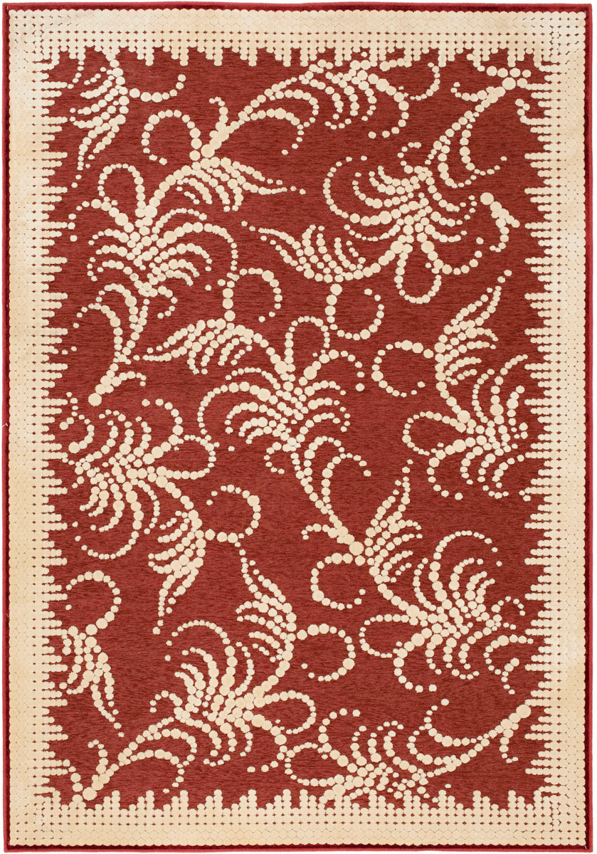 Martha Stewart Fountain Swirl Tufted/Hand Loomed Viscose Pile Rug in Red, Ivory 7ft-11in x 11ft-2in