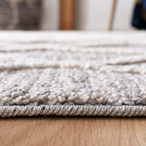 Martha Stewart 500 Martha Stewart 514 Flokati & Shag Power Loomed Space Dyed Polyester Rug in Ivory, Grey 5ft-3in x 7ft-6in