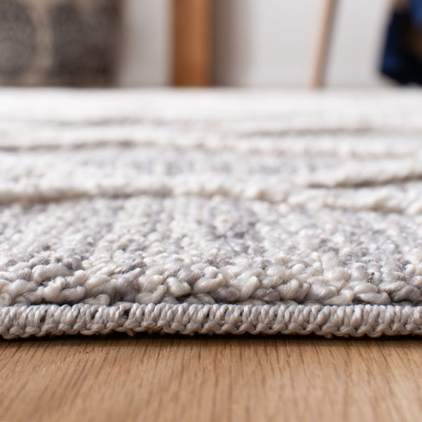 Martha Stewart 500 Martha Stewart 514 Flokati & Shag Power Loomed Space Dyed Polyester Rug in Ivory, Grey 5ft-3in x 7ft-6in