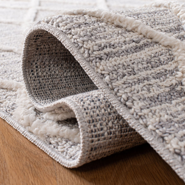 Martha Stewart 500 Martha Stewart 514 Flokati & Shag Power Loomed Space Dyed Polyester Rug in Ivory, Grey 5ft-3in x 7ft-6in