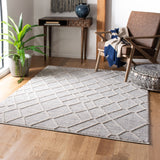 Martha Stewart 500 Martha Stewart 514 Flokati & Shag Power Loomed Space Dyed Polyester Rug in Ivory, Grey 5ft-3in x 7ft-6in