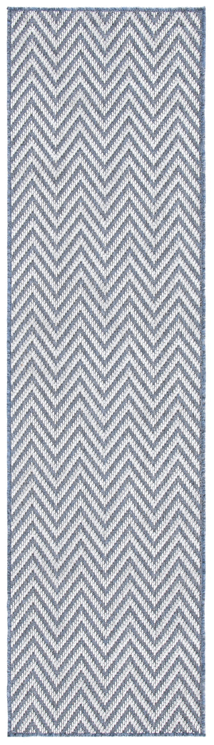 Martha Stewart Indoor Outdoor Martha Stewart Outdoor 334 Indoor - Outdoor Power Loomed Polypropylene Frize Rug in Blue, Creme 4ft-5in x 6ft-5in
