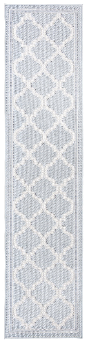 Martha Stewart Indoor Outdoor Martha Stewart Outdoor 336 Indoor - Outdoor Power Loomed Polypropylene Frize Rug in Aqua, Cream 9ft x 12ft
