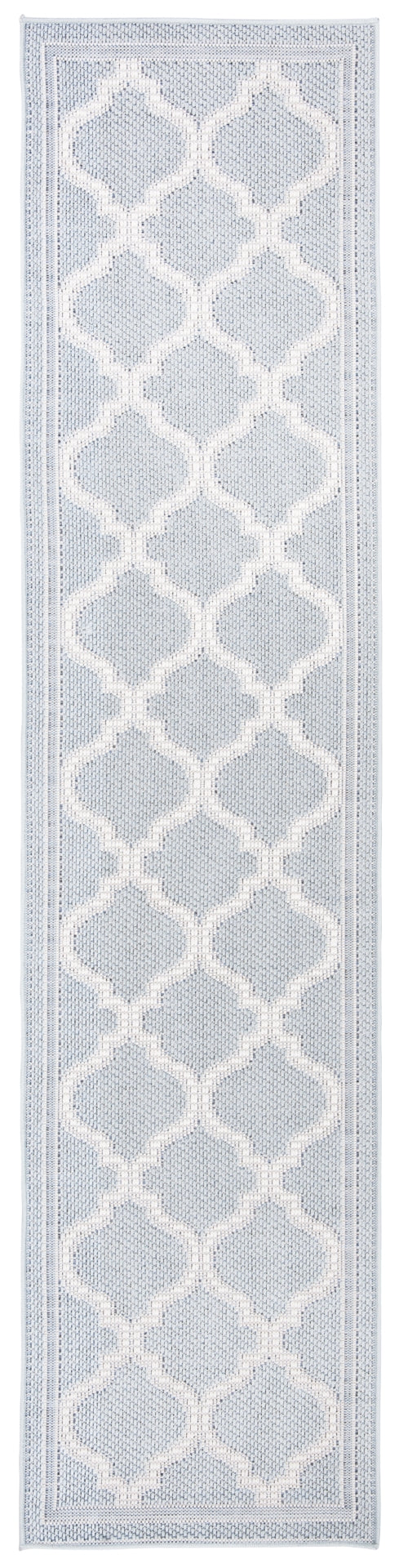 Martha Stewart Indoor Outdoor Martha Stewart Outdoor 336 Indoor - Outdoor Power Loomed Polypropylene Frize Rug in Aqua, Cream 9ft x 12ft