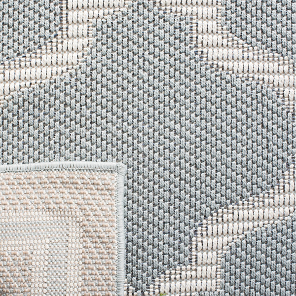 Martha Stewart Indoor Outdoor Martha Stewart Outdoor 336 Indoor - Outdoor Power Loomed Polypropylene Frize Rug in Aqua, Cream 9ft x 12ft