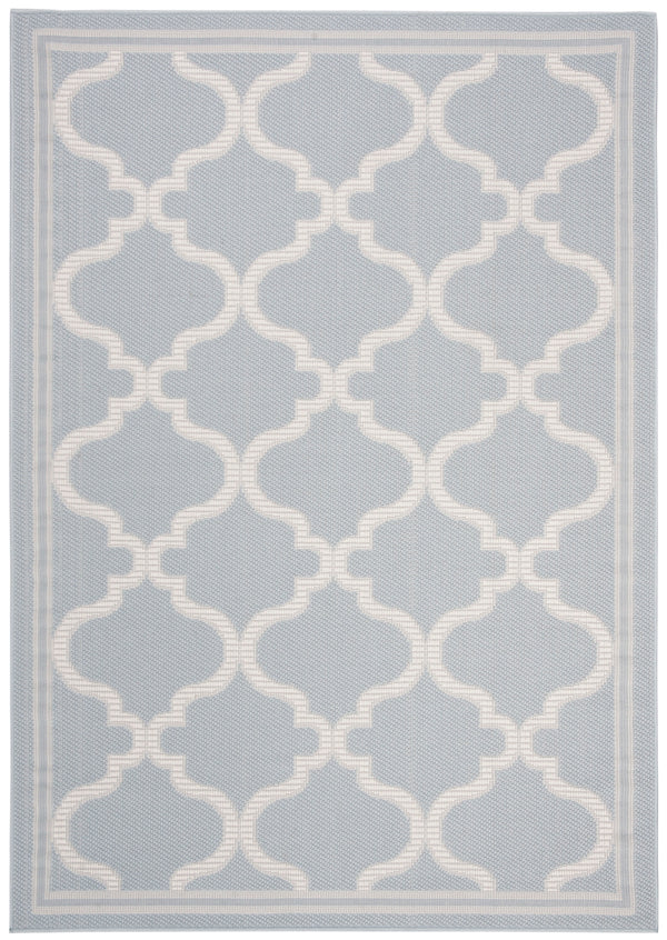 Martha Stewart Indoor Outdoor Martha Stewart Outdoor 336 Indoor - Outdoor Power Loomed Polypropylene Frize Rug in Aqua, Cream 9ft x 12ft