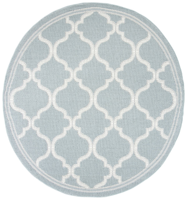Martha Stewart Indoor Outdoor Martha Stewart Outdoor 336 Indoor - Outdoor Power Loomed Polypropylene Frize Rug in Aqua, Cream 9ft x 12ft