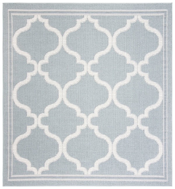 Martha Stewart Indoor Outdoor Martha Stewart Outdoor 336 Indoor - Outdoor Power Loomed Polypropylene Frize Rug in Aqua, Cream 9ft x 12ft
