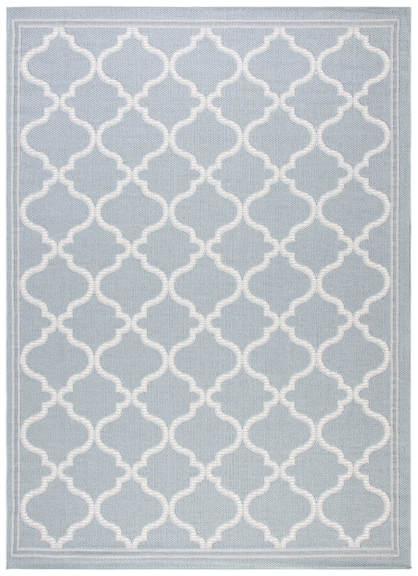 Martha Stewart Indoor Outdoor Martha Stewart Outdoor 336 Indoor - Outdoor Power Loomed Polypropylene Frize Rug in Aqua, Cream 9ft x 12ft