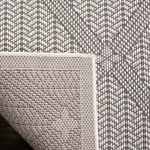 Martha Stewart Indoor Outdoor Martha Stewart Outdoor 339 Indoor - Outdoor Power Loomed Polypropylene Frize Rug in Charcoal, Beige 4ft-5in x 6ft-5in